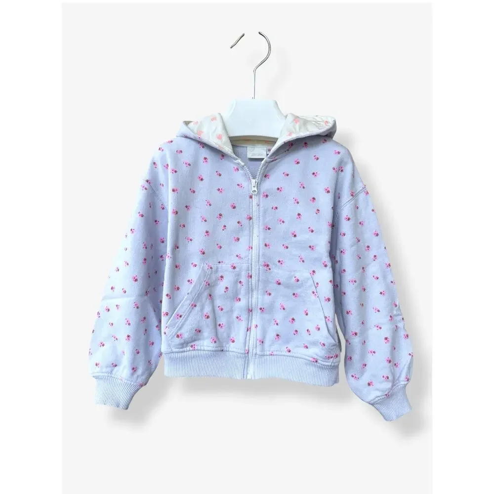 Zara Floral Shorts, Hoodie, Embroidered Fringed T-Shirt Set Size 5T Lavender